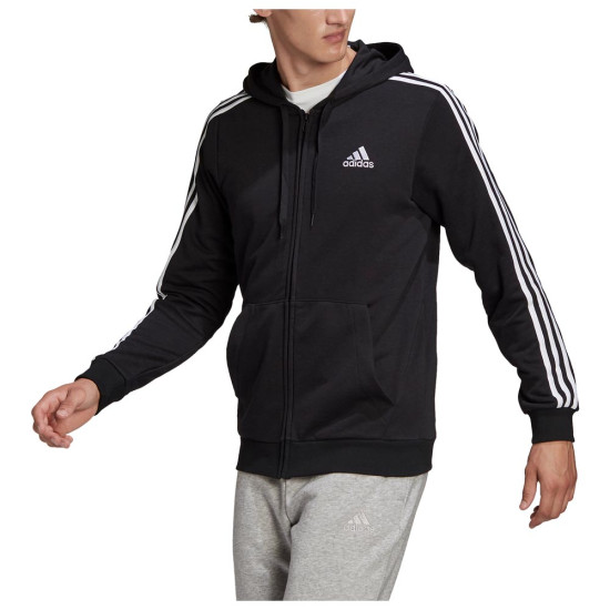 Adidas Ανδρική ζακέτα Essentials French Terry 3-Stripes Full-Zip Hoodie Adidas Ανδρική ζακέτα Essentials French Terry 3-Stripes Full-Zip Hoodie